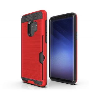 Protecție din plastic pentru telefon (silicon interior, rezistență medie la impact, suport pentru card de credit, model periat) PIROS Samsung Galaxy S9 (SM-G960)