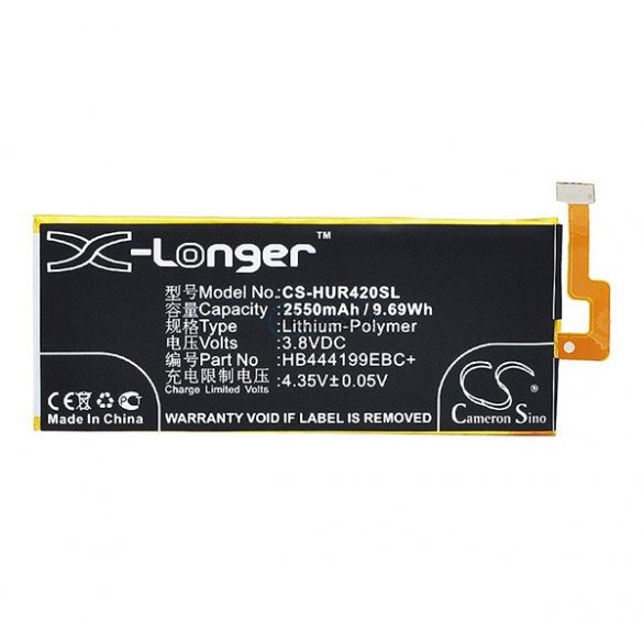 Baterie CAMERON SINO Li-Polymer (3.8V/2550mAh, compatibil cu Huawei HB444199EBC+) NEGRU Honor 4C