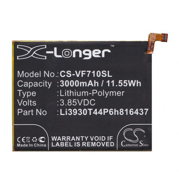 Baterie CAMERON SINO Li-Polymer (3.85V/3000mAh, compatibil cu ZTE Li3930T44P6h816437) NEGRU Vodafone Smart V8 (VFD710)