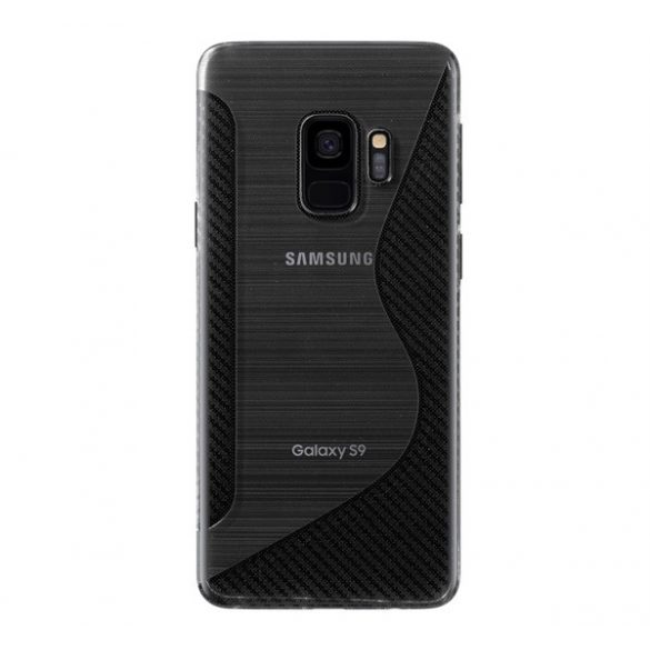 Husă silicon pentru telefon (S-line, model de carbon) pentru Samsung Galaxy S9 (SM-G960)