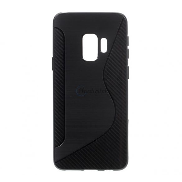 Husă de telefon din silicon (S-line, model de carbon) negru Samsung Galaxy S9 (SM-G960)