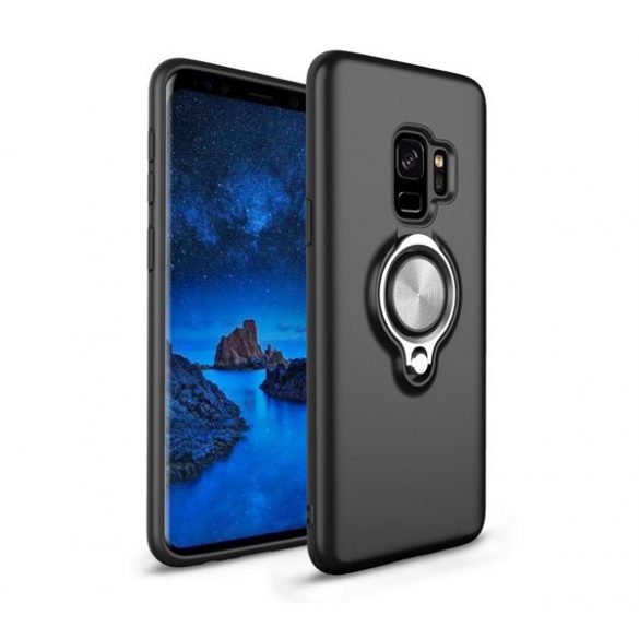 Protecție din plastic pentru telefon (silicon interior, rezistență medie la impact, rotativă la 360°) negru Samsung Galaxy S9 (SM-G960)