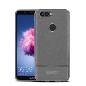 Husă silicon pentru telefon (rezistent la impact mediu, efect de piele, periat) GREY Huawei P Smart (2018)