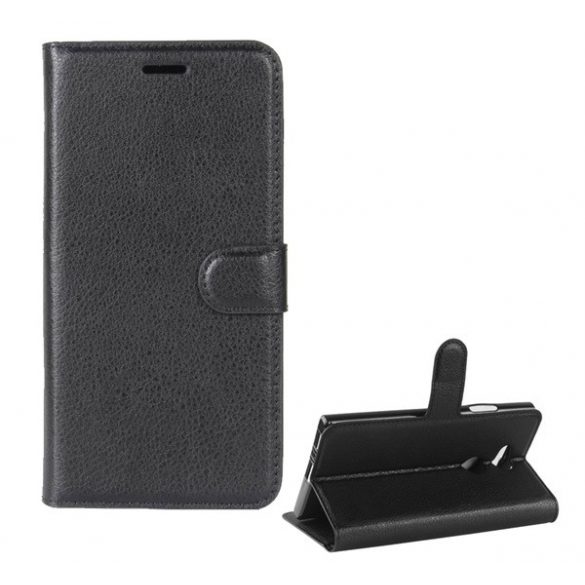 Husă stativă, efect piele (FLIP, deschidere laterală, desktop, premium) negru Sony Xperia L2 (H4311)