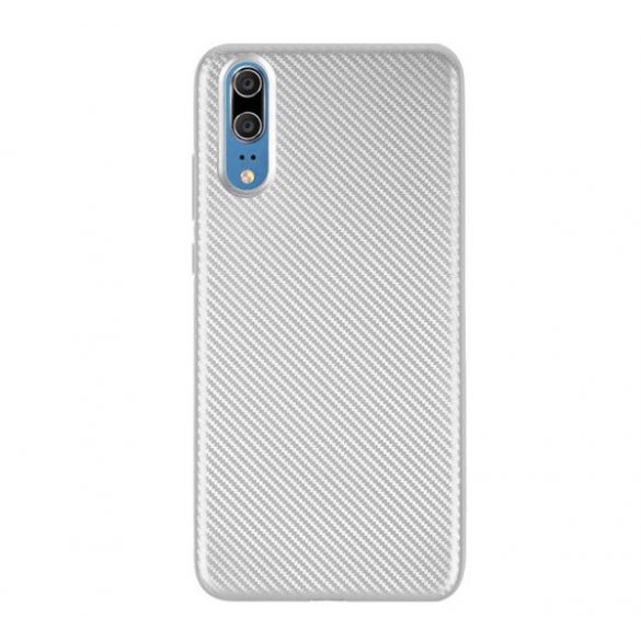 Protectie de telefon din silicon (model carbon) SILVER Huawei P20