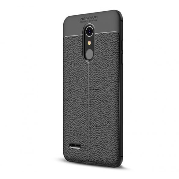 Husă silicon pentru telefon (rezistent la impact mediu, efect de piele, model de cusături) negru LG K11 K425 (K10 2018)