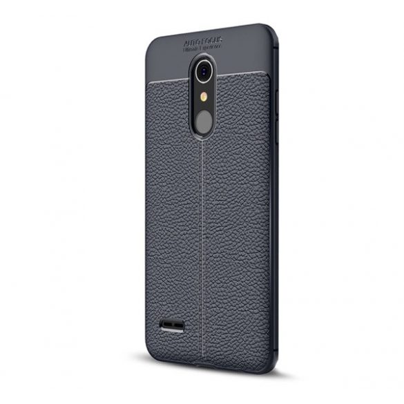 Protectie din silicon pentru telefon (rezistenta la impact mediu, efect piele, model de cusaturi) ALBASTRU INCHIS LG K11 K425 (K10 2018)