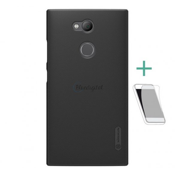 Protector de telefon din plastic NILLKIN SUPER FROSTED (cauciucat, suprafață aspră + folie de protecție pentru ecran) NEGRU Sony Xperia L2 (H4311)