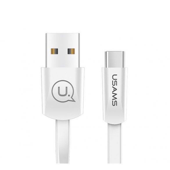 Cablu de date USAMS U2 (USB - Type-C, încărcător rapid, 120cm, cablu plat) ALB