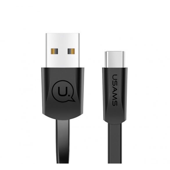 Cablu de date USAMS U2 (USB - Type-C, încărcător rapid, 120 cm, cablu plat) NEGRU