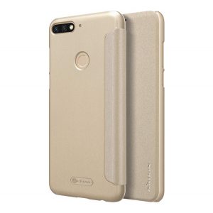 NILLKIN SPARKLE plastic protecțiede telefon (microfibră efect piele FLIP, deschidere laterală) GOLD Huawei Y7 Prime 2018 (Y7 2018)