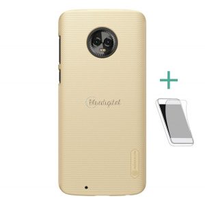 Protector de telefon din plastic NILLKIN SUPER FROSTED (cauciucat, suprafață aspră + folie de protecție a ecranului) GOLD Motorola Moto G6 (XT1925)