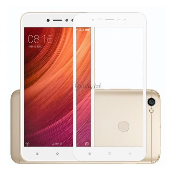 Sticlă de protecție pentru ecran (adeziv complet hibrid 5D, curbat, adeziv pe toată suprafața, rezistent la zgârieturi, 0,2 mm, 9H) ALB Xiaomi Redmi Note 5A