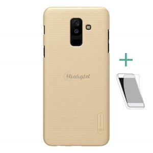 Protector de telefon din plastic NILLKIN SUPER FROSTED (cauciucat, suprafață aspră + folie de protecție a ecranului) GOLD Samsung Galaxy A6+ (2018) SM-A605F