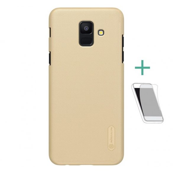 Protector de telefon din plastic NILLKIN SUPER FROSTED (cauciucat, suprafață aspră + folie de protecție a ecranului) GOLD Samsung Galaxy A6 (2018) SM-A600F