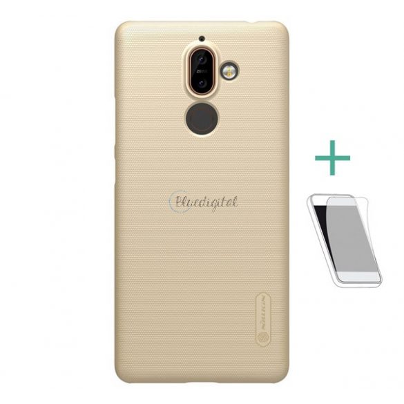 Protectie de telefon din plastic NILLKIN SUPER FROSTED (cauciucat, suprafata aspra + folie de protectie a ecranului) GOLD Nokia 7 Plus