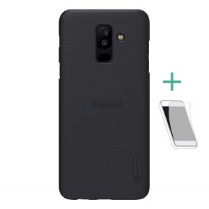 Protector de telefon din plastic NILLKIN SUPER FROSTED (cauciucat, suprafață aspră + folie de protecție pentru ecran) NEGRU Samsung Galaxy A6+ (2018) SM-A605F