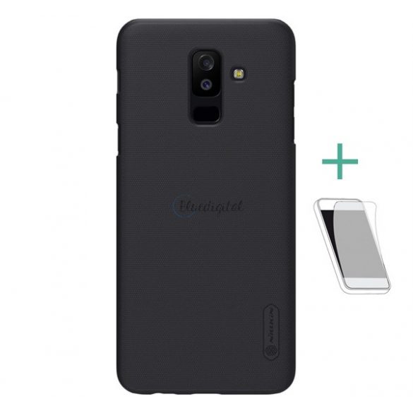 Protector de telefon din plastic NILLKIN SUPER FROSTED (cauciucat, suprafață aspră + folie de protecție pentru ecran) NEGRU Samsung Galaxy A6+ (2018) SM-A605F