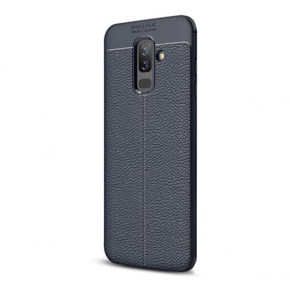 Protectie din silicon pentru telefon (rezistenta la impact mediu, efect piele, model de cusaturi) ALBASTRU INCHIS Samsung Galaxy A6+ (2018) SM-A605F