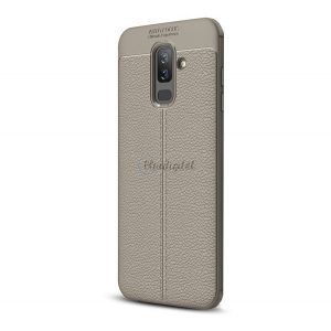 Protectie din silicon pentru telefon (rezistenta la impact mediu, efect piele, model de cusaturi) GRI Samsung Galaxy A6+ (2018) SM-A605F