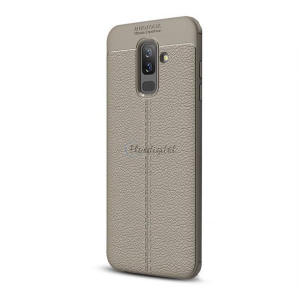 Protectie din silicon pentru telefon (rezistenta la impact mediu, efect piele, model de cusaturi) GRI Samsung Galaxy A6+ (2018) SM-A605F