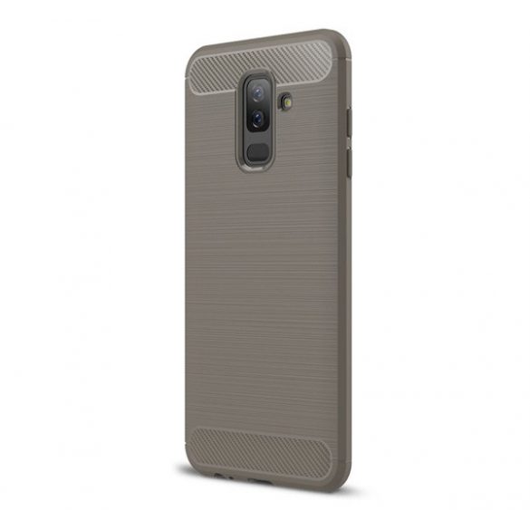 Protector de telefon din silicon (rezistență medie la impact, colț cu pernă de aer, periat, model carbon) GRI Samsung Galaxy A6+ (2018) SM-A605F