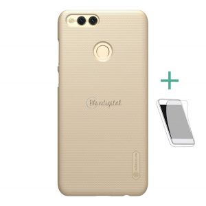 Protector de telefon din plastic NILLKIN SUPER FROSTED (cauciucat, suprafață aspră + folie de protecție pentru ecran) GOLD Honor 7X (2017)