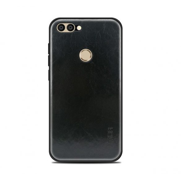 MOFI protecție din plastic pentru telefon (cadru din silicon, spate cu efect de piele) negru Huawei P Smart (2018)