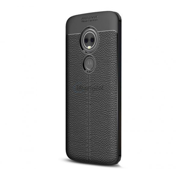 Protectie din silicon pentru telefon (rezistenta la impact mediu, efect piele, model de cusaturi) NEGRU Motorola Moto G6 Play (XT1922), Motorola Moto E5 (XT1944)