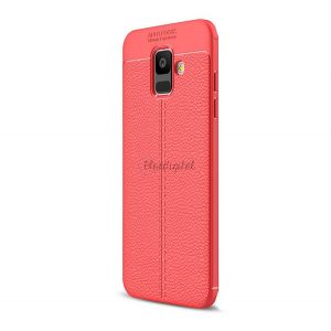 Protectie de telefon din silicon (rezistenta la impact mediu, efect piele, model de cusaturi) ROSU Samsung Galaxy A6 (2018) SM-A600F