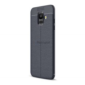 Protectie din silicon pentru telefon (rezistenta medie la impact, efect piele, model de cusaturi) ALBASTRU INCHIS Samsung Galaxy A6 (2018) SM-A600F