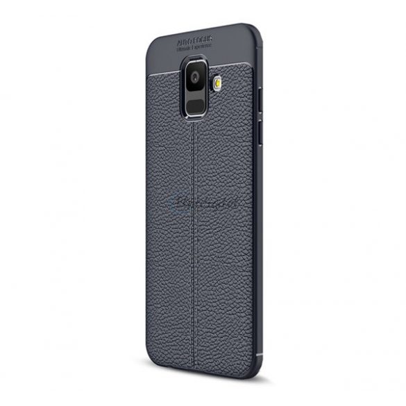 Protectie din silicon pentru telefon (rezistenta medie la impact, efect piele, model de cusaturi) ALBASTRU INCHIS Samsung Galaxy A6 (2018) SM-A600F