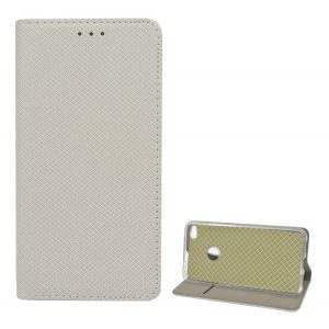 Husă stativă cu efect de piele (FLIP, deschidere laterală, suport pentru birou, model diamant) LIGHT GREY Huawei P9 Lite (2017)