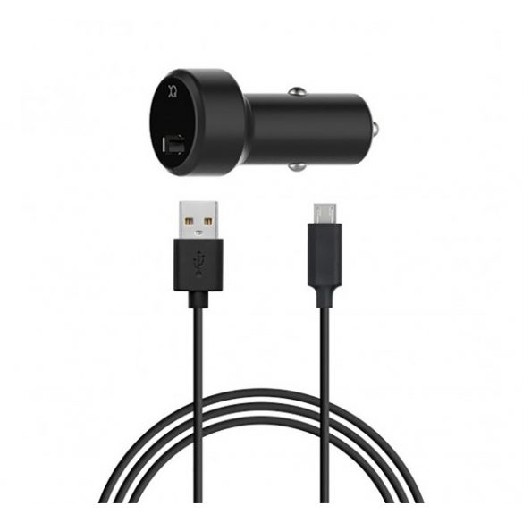 Încărcător auto XQISIT Priză USB (10W, încărcător rapid + cablu microUSB) NEGRU