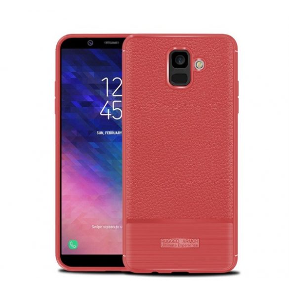 Husă silicon pentru telefon (rezistent la impact mediu, efect de piele, periat) PIROS Samsung Galaxy A6 (2018) SM-A600F