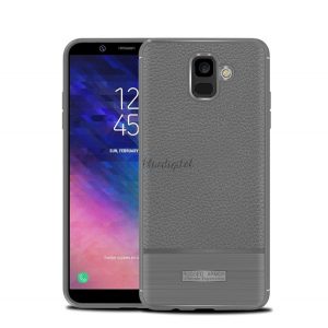 Protectie din silicon pentru telefon (rezistenta medie la impact, efect piele, periata) GRI Samsung Galaxy A6 (2018) SM-A600F