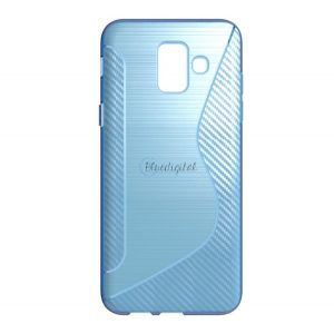 Protectie din silicon pentru telefon (linie S, model carbon) ALBASTRU DESCHIS Samsung Galaxy A6 (2018) SM-A600F