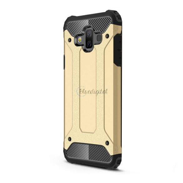 Protector de telefon din plastic Defender (rezistență medie la impact, colț cu pernă de aer, interior din silicon, efect metalic) GOLD Samsung Galaxy J7 Duo (2018) SM-J720FZ