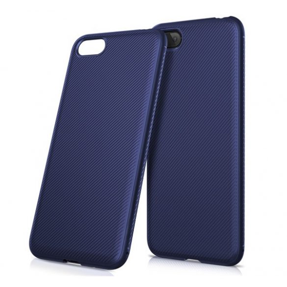 Protectie din silicon pentru telefon (rezistenta medie la impact, model in dungi) ALBASTRU INCHIS Huawei Y5 2018 (Y5 Prime 2018)