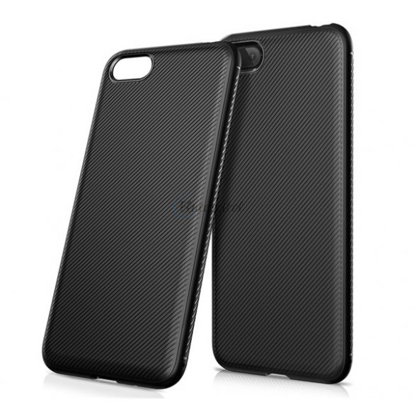 Protectie din silicon pentru telefon (rezistenta la impact medie, model in dungi) NEGRU Huawei Y5 2018 (Y5 Prime 2018)