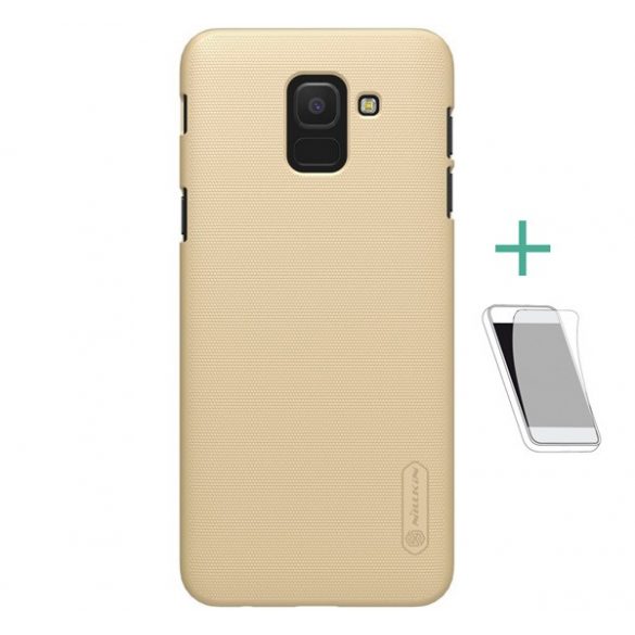 Protector de telefon din plastic NILLKIN SUPER FROSTED (cauciucat, suprafață aspră + folie de protecție a ecranului) GOLD Samsung Galaxy J6 (2018) SM-J600F