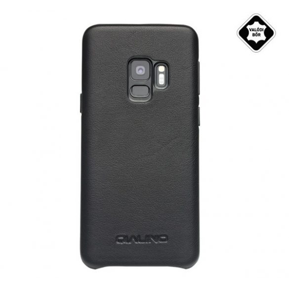 Protectie de telefon din plastic QIALINO (acoperire din piele naturala) NEGRU Samsung Galaxy S9 (SM-G960)