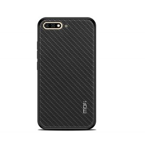 MOFI HONOR protecție din plastic pentru telefon (cadru din silicon, spate cu efect de piele, model împletit) negru Huawei Y6 (2018)