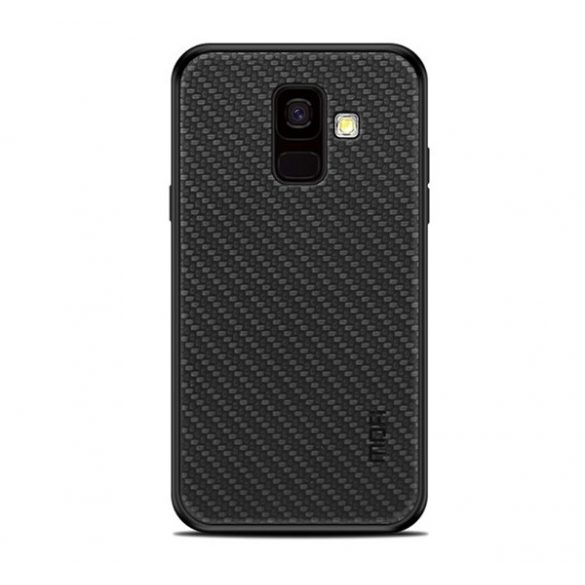 Protectie telefon din plastic MOFI HONOR (cadru silicon, spate cu efect piele, model impletit) NEGRU Samsung Galaxy A6 (2018) SM-A600F