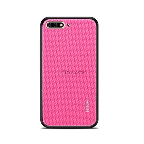 Protectie telefon din plastic MOFI HONOR (cadru silicon, spate cu efect piele, model impletit) MAGENTA Huawei Y6 (2018)