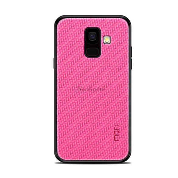 Protectie de telefon din plastic MOFI HONOR (cadru silicon, spate cu efect piele, model impletit) MAGENTA Samsung Galaxy A6 (2018) SM-A600F