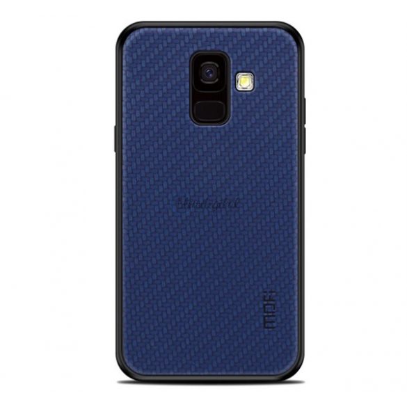 Protectie de telefon din plastic MOFI HONOR (cadru silicon, spate cu efect piele, model impletit) ALBASTRU INCHIS Samsung Galaxy A6 (2018) SM-A600F