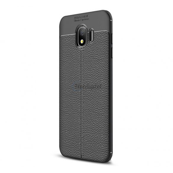 Protectie din silicon pentru telefon (rezistenta medie la impact, efect piele, model de cusaturi) NEGRU Samsung Galaxy J4 (2018) SM-J400F