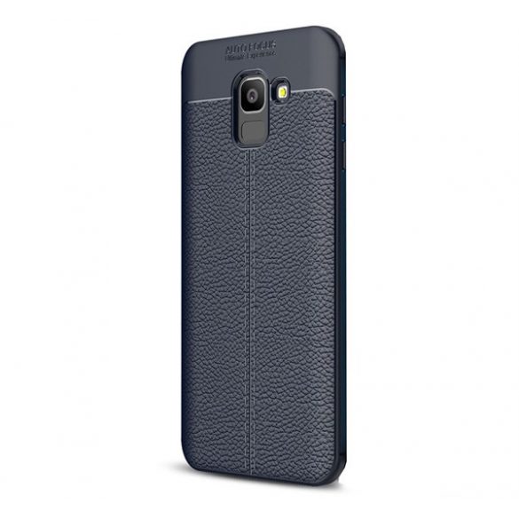 Protectie din silicon pentru telefon (rezistenta la impact mediu, efect piele, model de cusaturi) ALBASTRU INCHIS Samsung Galaxy J6 (2018) SM-J600F