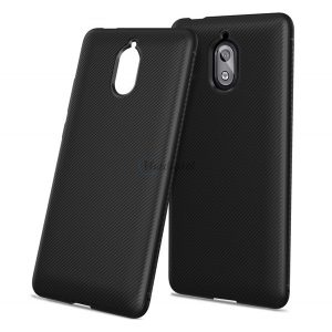 Protectie din silicon pentru telefon (rezistenta medie la impact, model in dungi) NEGRU Nokia 3.1